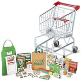 Melissa & Doug Bundle Includes 2 Items Toy Shopping Cart with Sturdy Metal Frame and Melissa amp; Doug Fresh Mart Grocery Store Food and Role Play Set 70+ Pcs Toy
