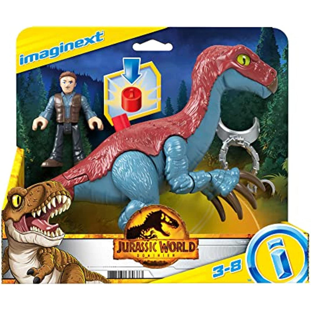 Imaginext Jurassic World Dominion Therizinosaurus Dinosaur & Owen Grady 3-Piece Poseable Figure Set