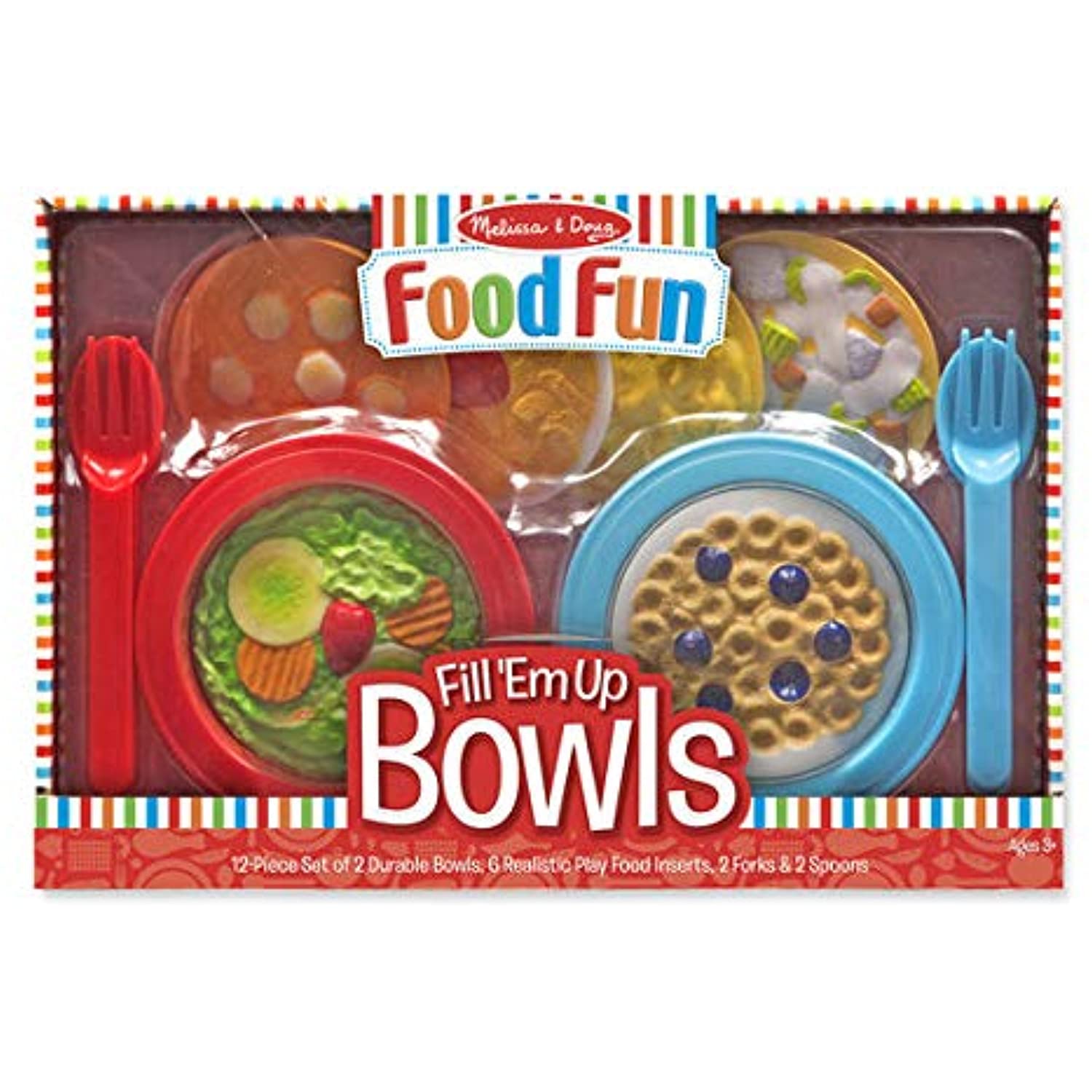 Melissa & Doug Fill 'Em Up Bowls: Create-A-Meal Play Set & 1 Scratch Art Mini-Pad Bundle