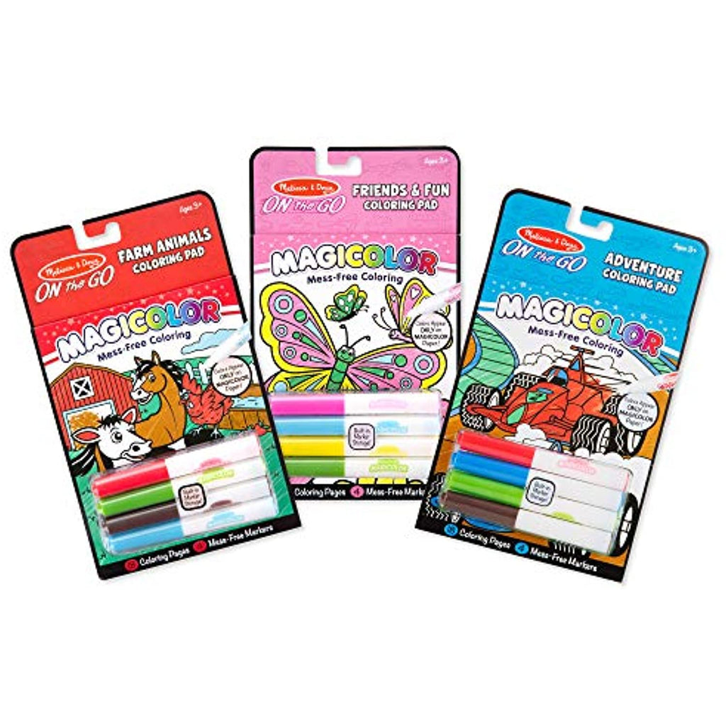 Melissa & Doug On the Go Magicolor Coloring Books Set - Farm Animals, Friends and Fun, Adventure
