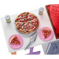 Barbie Outdoor Furniture Set with Brick Pizza Oven, Plus Food and Serving Pieces