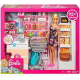 Barbie Doll, Blonde, and Grocery Store with Rolling Cart and Working Belt