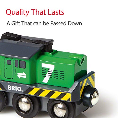 BRIO World 33214 - Freight Battery Engine - 1 Piece Wooden Toy Train Set for Kids Age 3 and Up