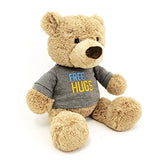 GUND Free Hugs Gray T-Shirt Teddy Bear Stuffed Animal Plush, Tan, 12.5"