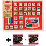 Melissa & Doug Favorite Things: Wooden Stamp Set & 1 Scratch Art Mini-Pad Bundle (09362)