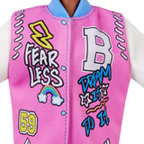 Barbie Fashionistas Doll #156 with Curly Brunette Hair and Letterman Jacket, Toy for Kids 3 to 8 Years Old