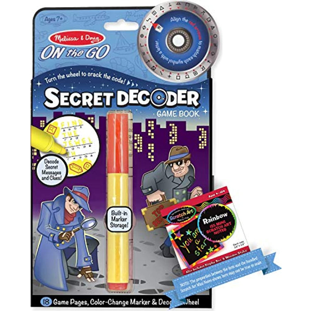 Melissa & Doug Secret Decoder Game Book: On-The-Go Series & 1 Scratch Art Mini-Pad Bundle (05248)