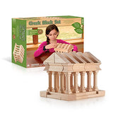 Guidecraft Tabletop Building Blocks - Greek Themed Columns and Blocks Set; Wooden Toy and Storage Bag For Toddler STEM Education
