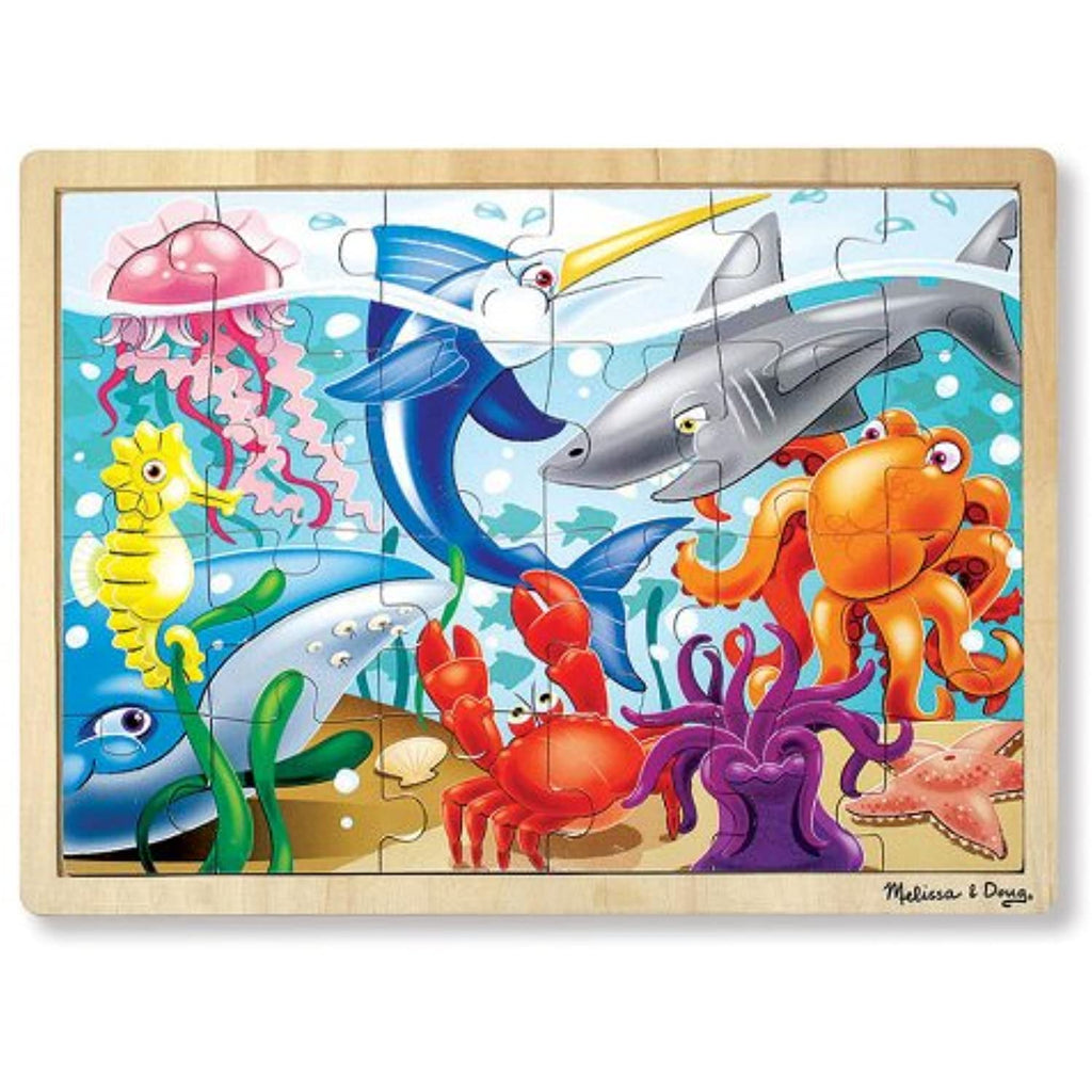 Melissa & Doug 'Under The Sea' 24-Piece Wooden Jigsaw Puzzle + Free Scratch Art Mini-Pad Bundle [29384]