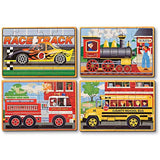 Melissa & Doug Wooden Jigsaw Puzzles Set: Vehicles and Construction & Pets Jigsaw Puzzles in a Box (Four Wooden Puzzles, Sturdy Wooden Storage Box, 12-Piece Puzzles)