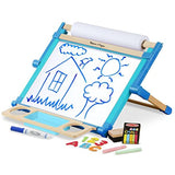 Melissa & Doug Bundle Includes 2 Items Double-Sided Magnetic Tabletop Art Easel - Dry-Erase Board and Chalkboard Easel Accessory Set - Paint, Cups, Brushes, Chalk