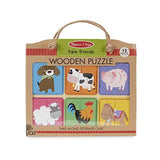 Melissa & Doug Natural Play Wooden Puzzle: Farm Friends (6 2-Piece Animal Puzzles)