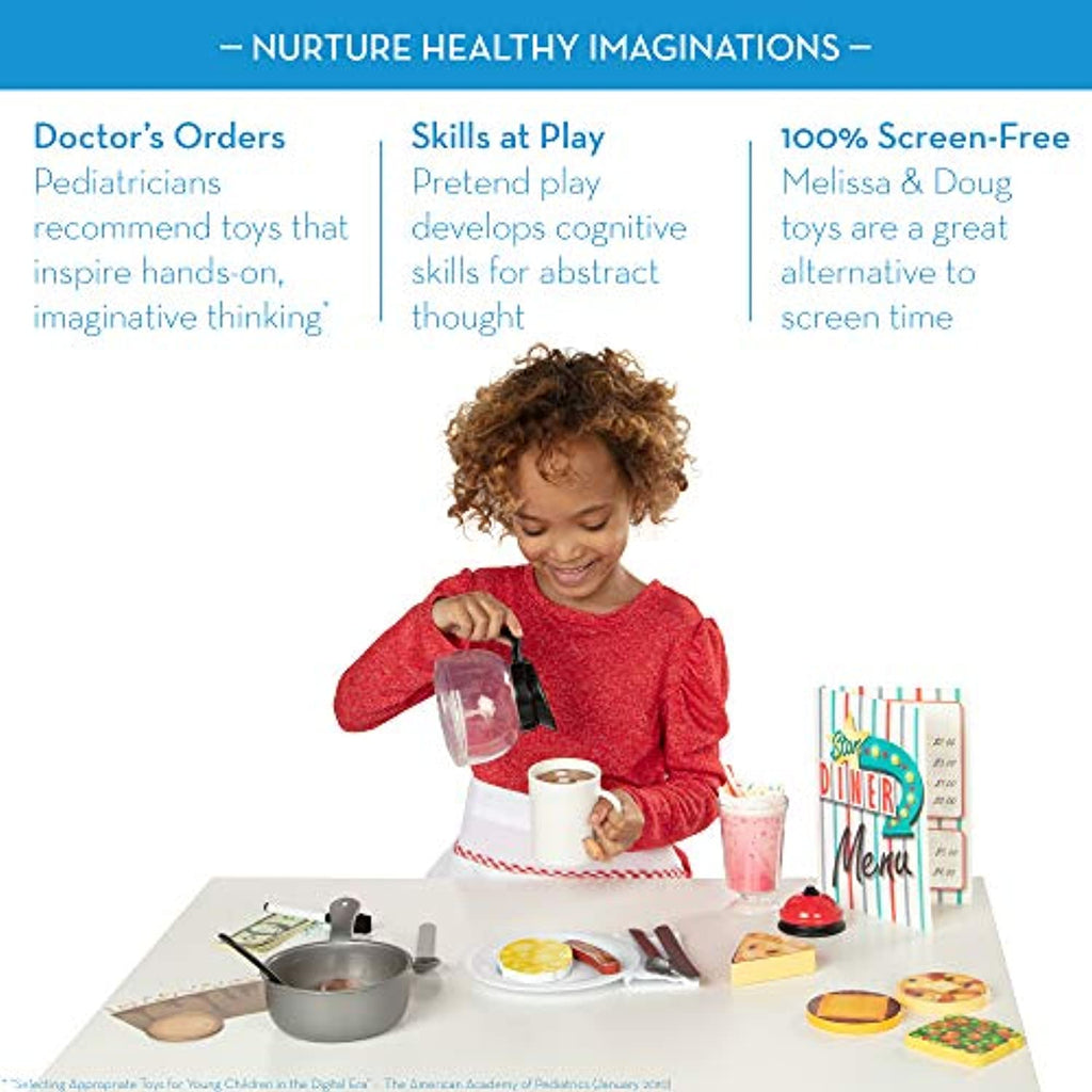 Melissa & Doug Star Diner Restaurant Play Set (Toy Diner Set, 41 Pieces, Great Gift for Girls and Boys - Best for 3, 4, 5 Year Olds and Up)