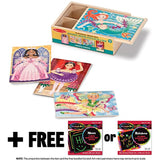 Melissa & Doug Fanciful Friends Puzzles in a Box & 1 Scratch Art Mini-Pad Bundle (09520)