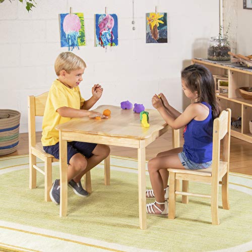 Guidecraft Classic White Table and Chairs Set: Kids Wooden Activity, Study and Arts and Crafts Table - Dining Room, Bedroom, School and Playroom Furniture for Children