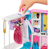 Barbie Dream Closet with Blonde Doll & 25+ Pieces, Toy Closet Expands to 2+ ft / 60+ cm Wide & Features 10+ Storage Areas, Full-Length Mirror, Customizable Desk Space and Rotating Clothes Rack