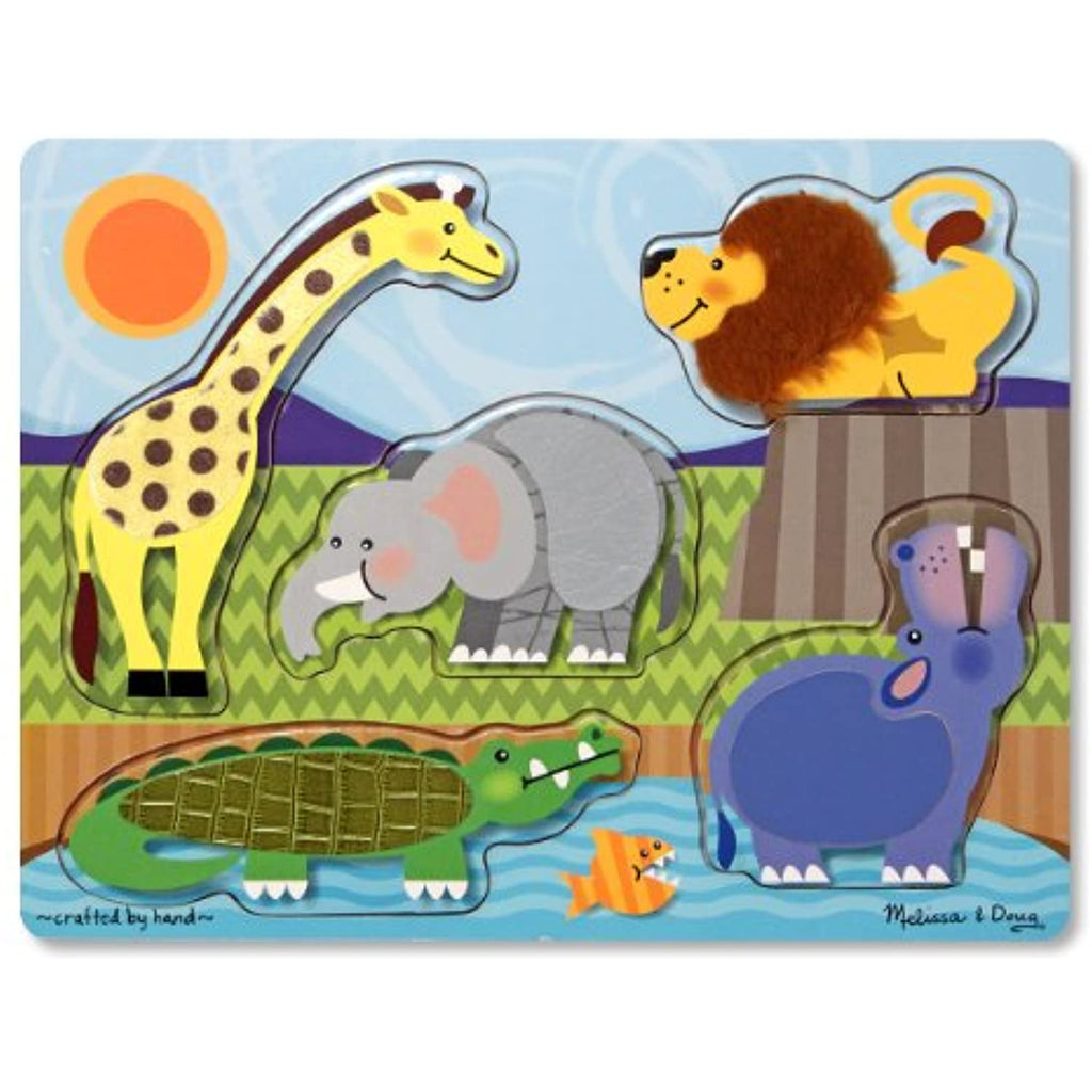 Zoo Animals: Wooden Touch & Feel Puzzle + FREE Melissa & Doug Scratch Art Mini-Pad Bundle [43281]