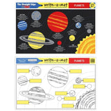 Melissa & Doug Common Knowledge II Write-a-Mat w/ Crayon Bundle for Ages 6+: Planets, Telling Time - The Straight Edge Series