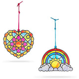 Melissa & Doug Hearts & Rainbow Ornaments: Stained Glass Made Easy Series & 1 Scratch Art Mini-Pad Bundle (09294)