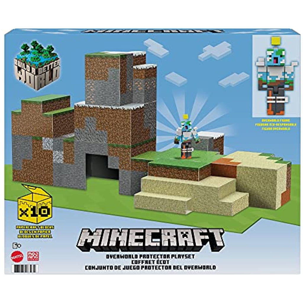 Minecraft Overworld Protector Playset, Accessories and Papercraft Blocks, Creative, Building Toy Set for Kids Ages 6 Years and Older