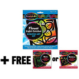 Melissa & Doug Flower: Scratch Art Light Catcher Kit & 1 Scratch Art Mini-Pad Bundle (05888)