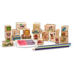 Melissa & Doug Wooden Stamp Set Bundle - Stamp a Scene - Fairy Garden and Bonus Rainbow Stamp Pad
