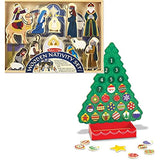 Melissa & Doug Bundle Includes 2 Items Classic Wooden Christmas Nativity Set with 4-Piece Stable and 11 Wooden Figures Countdown to Christmas Wooden Advent Calendar