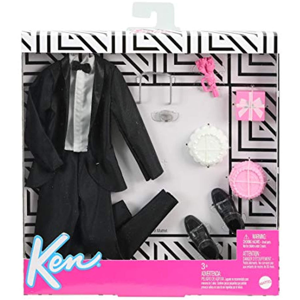 Barbie Fashion Pack: Bridal Outfit for Ken Doll with Tuxedo, Shoes, Watch, Gift, Wedding Cake with Tray & Bouquet