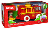 Brio World - 30383 My Home Town Light & Sound Firetruck | 5 Piece Firetruck Toy with Accessories for Kids Ages 18 Months and Up