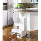 Guidecraft Kitchen Helper High-Rise Step-Up - White: Kids Step Stool with Handles - Quality Wood Learning Furniture for Children