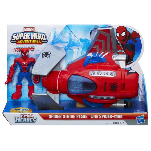Playskool Heroes Spiderman Figure Deluxe Action Gear Plane, 5"