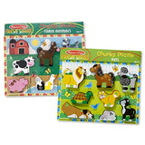 Melissa & Doug Wooden Chunky Puzzles Set - Farm and Pets