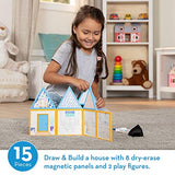 Melissa & Doug Magnetivity Magnetic Tiles Building Play Set – Draw & Build House (15 Pieces, 8 Panels, 4 Dry-Erase Markers)