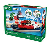 BRIO World - 33061 Cargo Harbor Set | 16 Piece Toy Train with Accessories and Wooden Tracks for Kids Ages 3 and Up