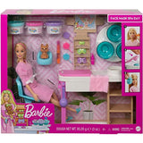 Barbie Face Mask Spa Day Playset with Blonde Barbie Doll, Puppy, 3 Tubs of Barbie Dough and 10+ Accessories to Create and Remove Face Blemishes on Doll, Gift for Kids 3 to 7 Years Old