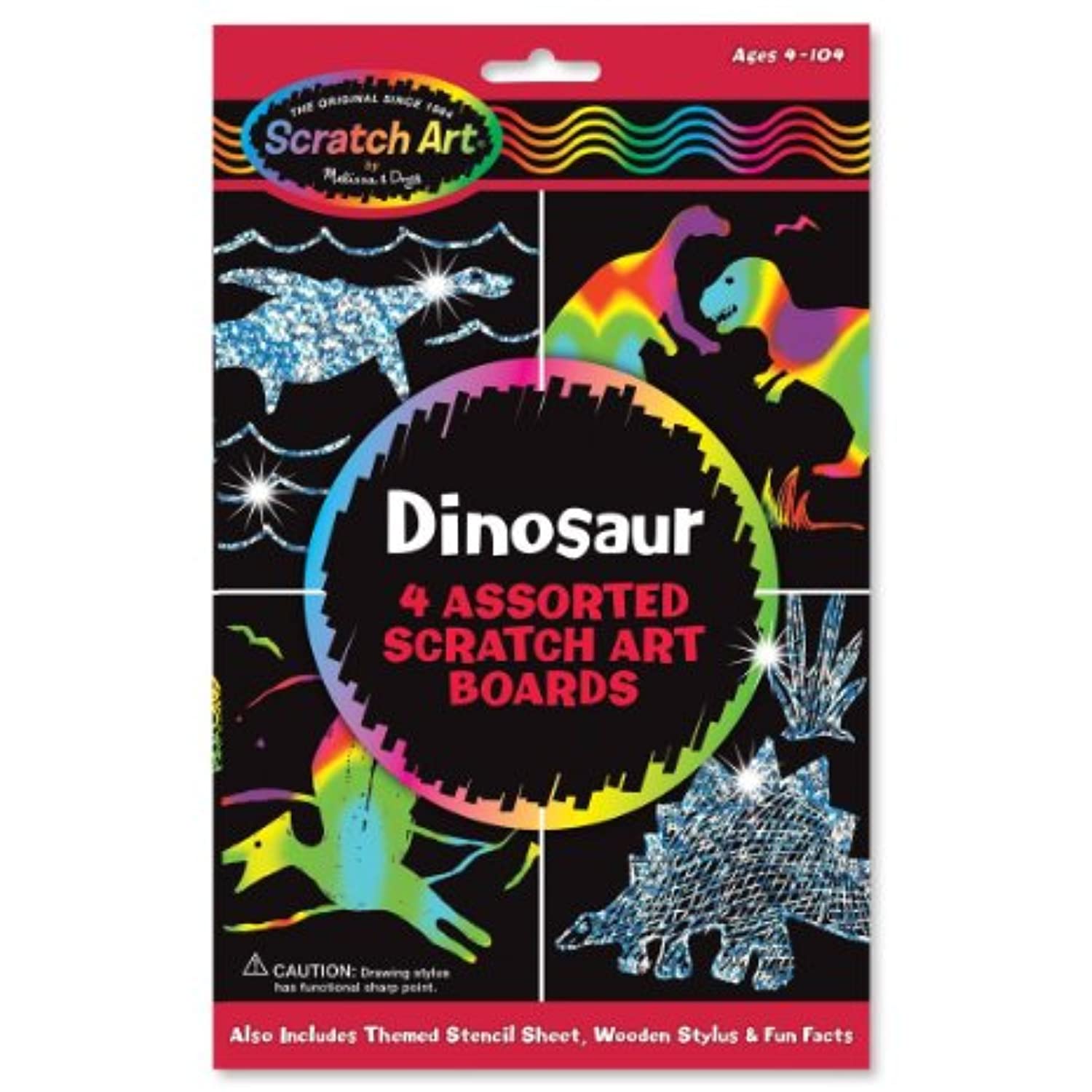 Melissa & Doug Dinosaur: Scratch Art Draw & Learn Boards & 1 Scratch Art Mini-Pad Bundle (05917)