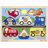 Melissa & Doug Vehicles: Jumbo Knob Puzzle & 1 Scratch Art Mini-Pad Bundle (08980)