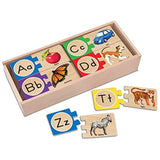 Melissa & Doug Self-Correcting Letter and Number Wooden Puzzles Set With Storage Box