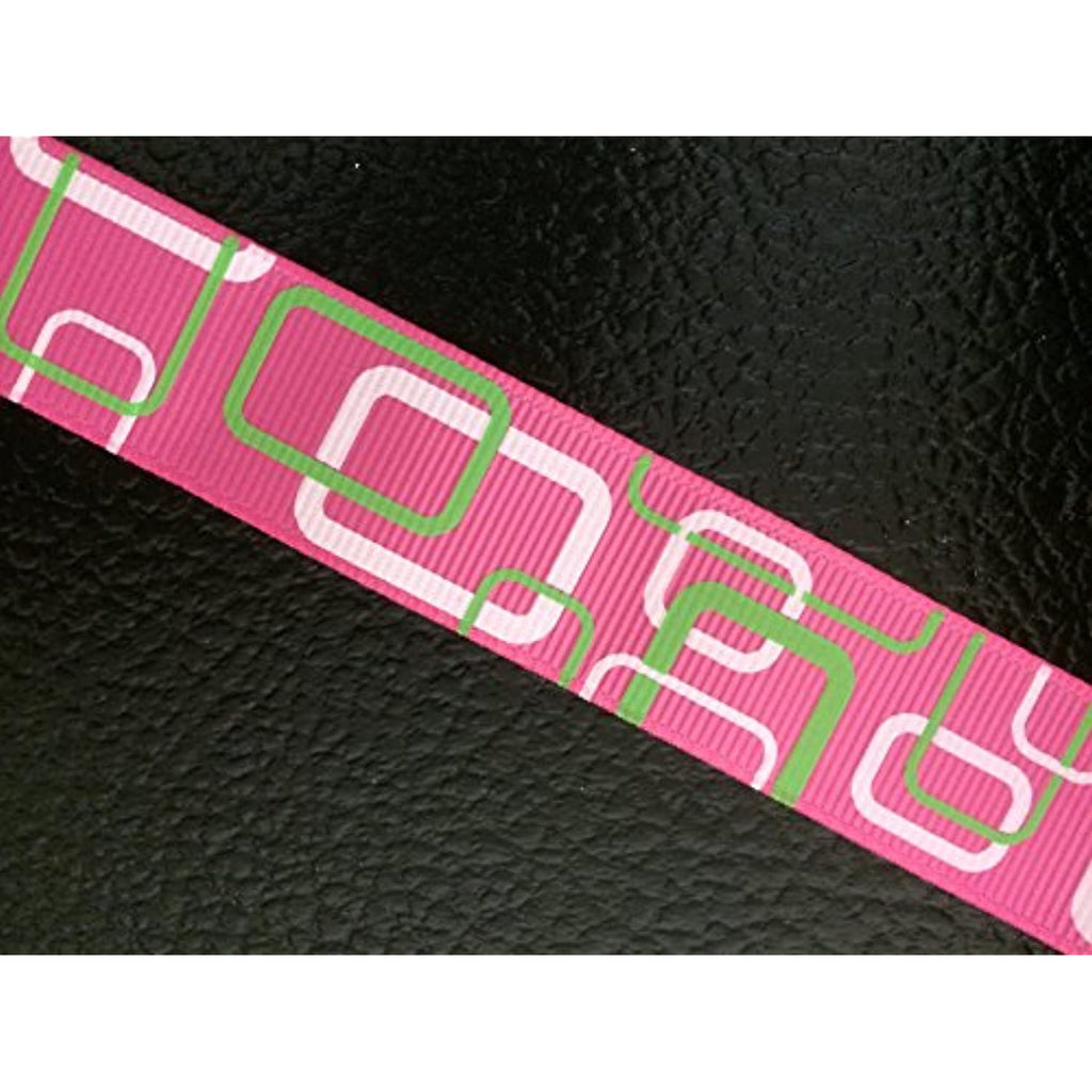 Polyester Grosgrain Ribbon for Decorations, Hairbows & Gift Wrap by Yame Home (7/8-in by 1-yd, Rectangular Shapes w/pink background)