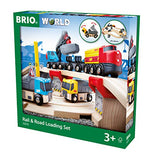 BRIO World 33210 - Rail & Road Loading Set - 32 Piece Wooden Toy Train Set for Kids Age 3 and Up