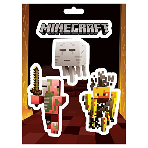 JINX Minecraft Mobs Nether Sticker Pack, Multi-Colored, 4 Multi-Size Stickers