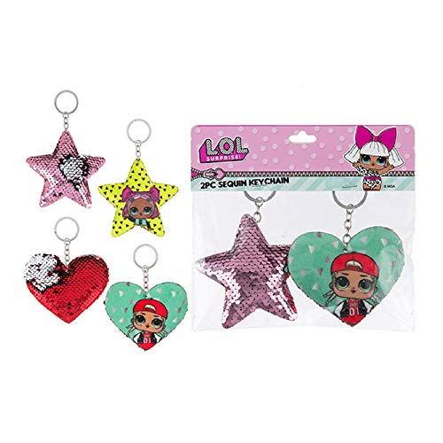 LOL Surprise Party Supplies, Party Favors Collection - 2 Pack Plush Flip Sequin Keychains