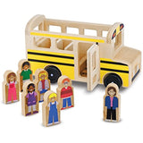 Melissa and Doug Whittle World Wooden Playset Bundle - School Bus Set with Plane and Luggage Carrier Set - Ages 3 and Up