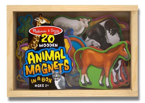 Melissa & Doug Animal Wooden 20 Magnets-in-a-Box Gift Set & 1 Scratch Art Mini-Pad Bundle