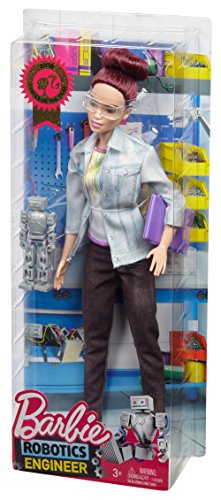 Barbie Mtiers de l'anne, poupe ingnieure en robotique aux cheveux roses avec un chignon, jouet pour enfant, FRM12