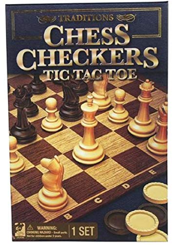 Cardinal Games - Traditions: Chess, Checkers & Tic Tac Toe Game Set
