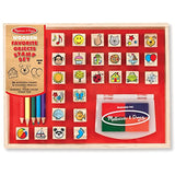 Melissa & Doug Favorite Things: Wooden Stamp Set & 1 Scratch Art Mini-Pad Bundle (09362)
