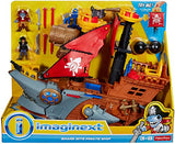 Fisher-Price Imaginext Shark Bite Pirate Ship, Roll from one swashbuckling adventure to the next with this pirate ship playset featuring shark biting action!