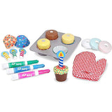 Melissa & Doug Bake and Decorate Cupcake Set - Play Food Set & 1 Scratch Art Mini-Pad Bundle (04019)