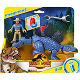 Imaginext Jurassic World Dominion Stegosaurus Dinosaur & Dr. Alan Grant, 3-Piece Poseable Figure